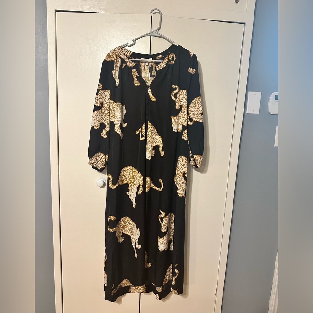 NWT - Umgee+ Black Leopard Half Button Dress